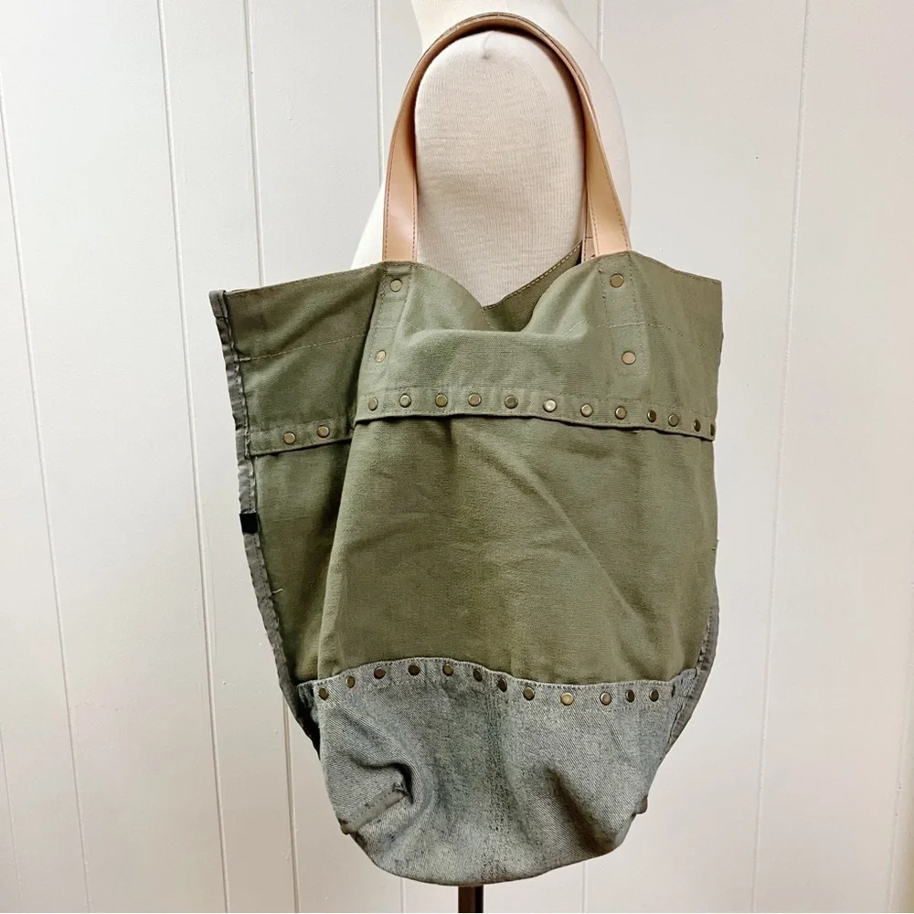 Vintage Y2k Guess Patchwork Reversible Tote Boho Fairycore Grunge Brass G Logo
